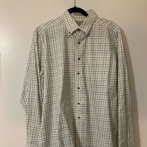 L.L. Bean White and Blue Casual Button Down Shirt